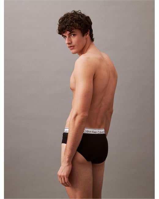 Calvin Klein Black Double Waistband Swim Brief for men
