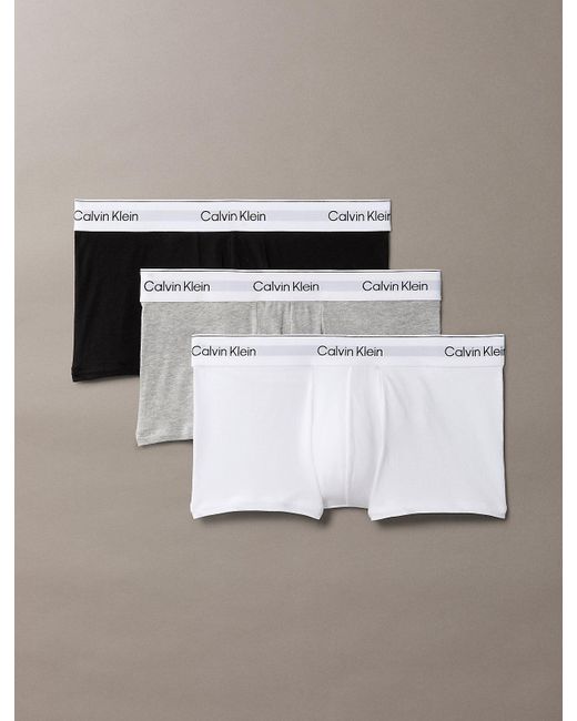Calvin Klein White 3 Pack Low Rise Trunks for men