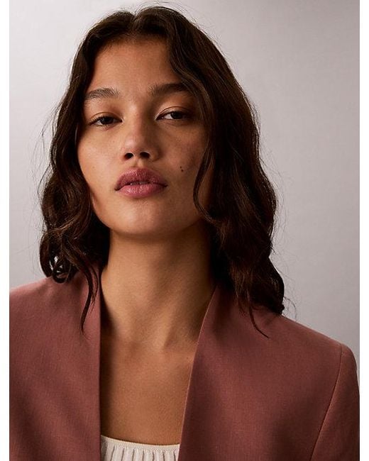 Calvin Klein Pink Lyocell Linen Blend Blazer