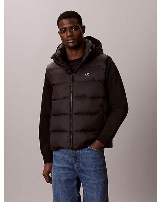 Calvin Klein Blue Jeans Hooded Down Puffer Gilet for men