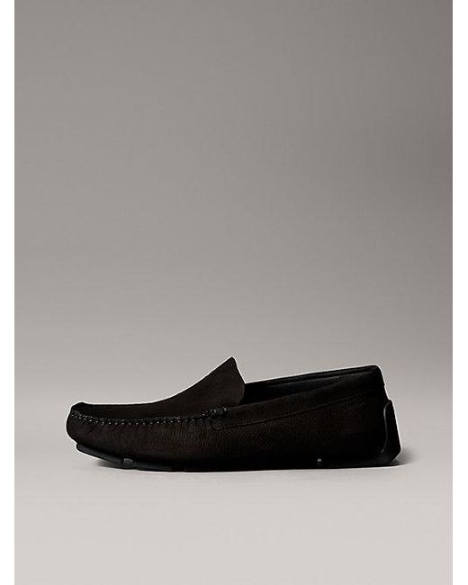 Calvin Klein Gray Leather Moccasin Driving Shoes for men