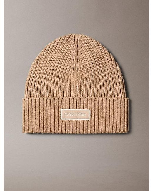 Calvin Klein Natural Logo Patch Rib Beanie