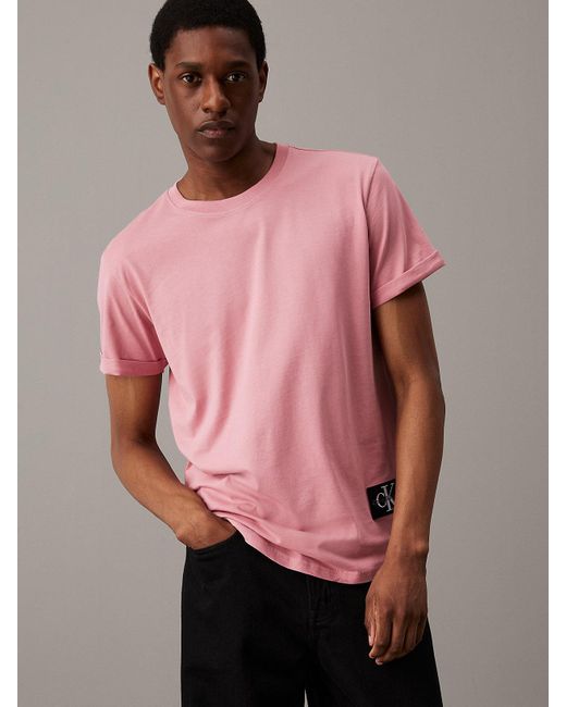 Calvin Klein Cotton Badge T Shirt in Pink for Men Lyst UK
