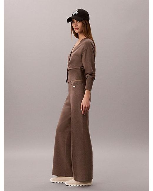 Calvin Klein Brown Tech Knit Pull On Trousers