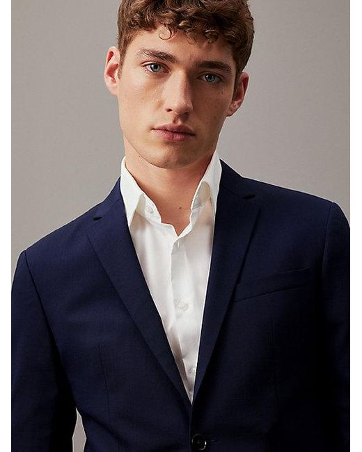 Calvin Klein Blue Wool Suit Blazer for men