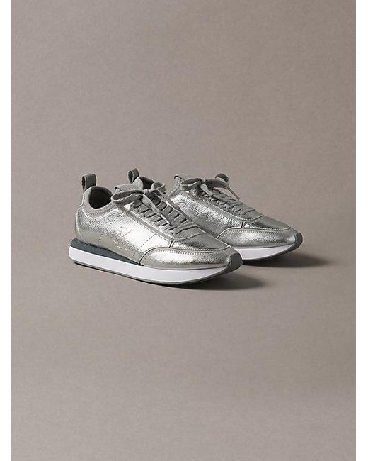Calvin Klein Metallic Leather Runner Trainers