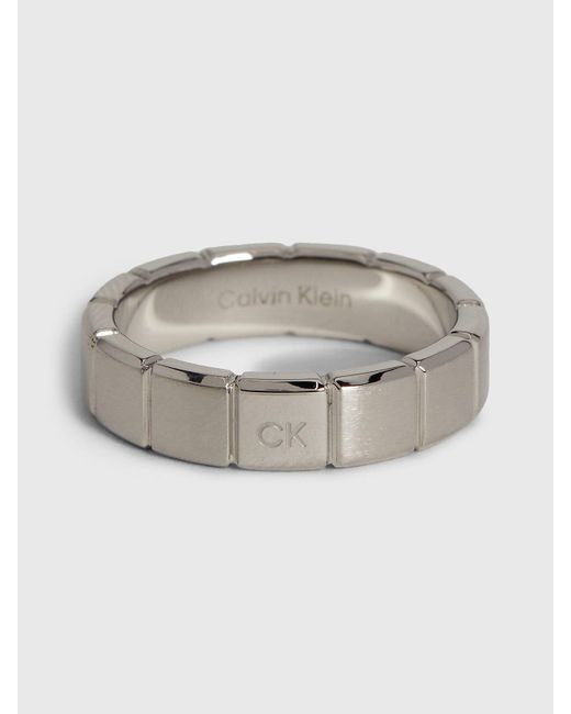Calvin Klein Gray Ring - Minimalistic Squares for men