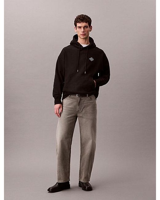 Calvin Klein Black Jeans Fleece Logo Graphic Hoodie for men