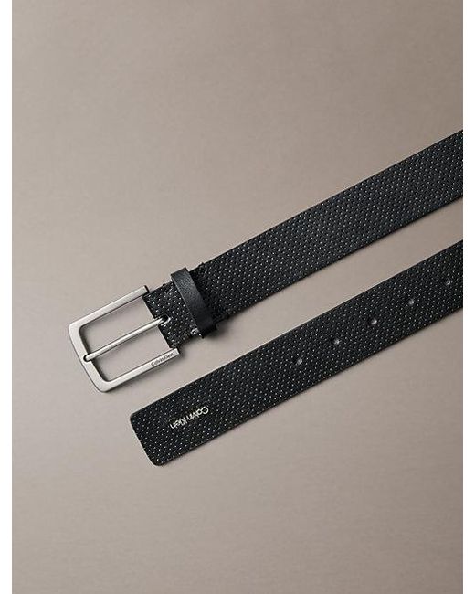 Calvin Klein Black Perforated Full Grain Leather Belt for men