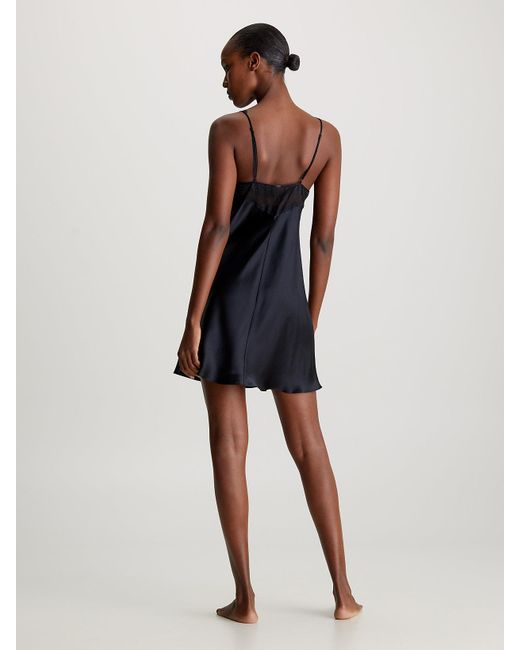 Calvin Klein Black Silk And Lace Night Dress