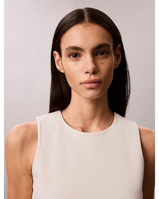 Calvin Klein Natural Fit And Flare Sleeveless Midi Dress