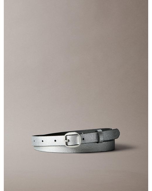Calvin Klein Metallic Leather Round Buckle Belt
