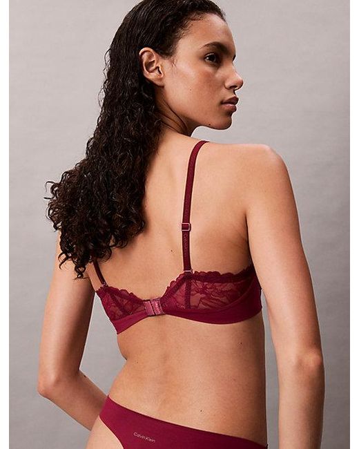 Calvin Klein Red Lightly Lined Full Coverage Bra Perfectly Fit Lace