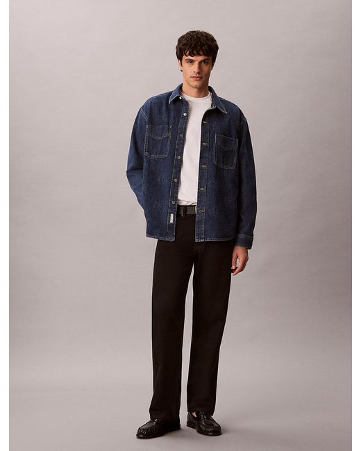 Calvin Klein Blue 90S Logo Denim Overshirt for men