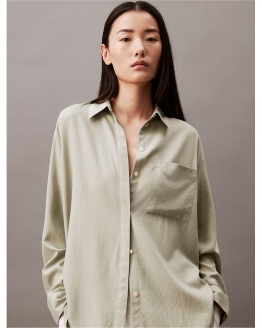 Calvin Klein Natural Relaxed Solid Button-down Shirt
