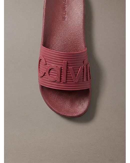 Calvin Klein Brown Nemo Contoured Emblem Logo Sliders for men