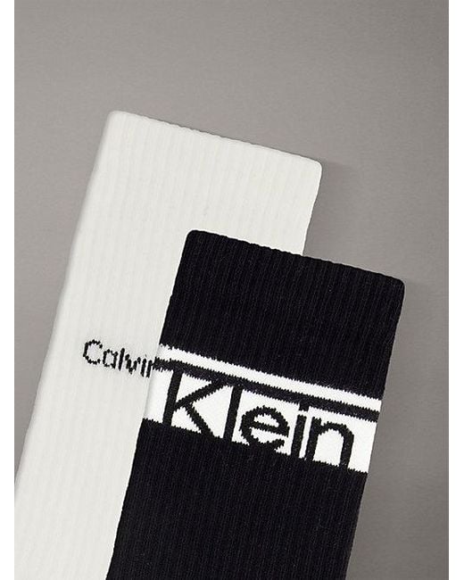 Calvin Klein Gray 2 Pack Cotton Logo Stripe Crew Socks for men