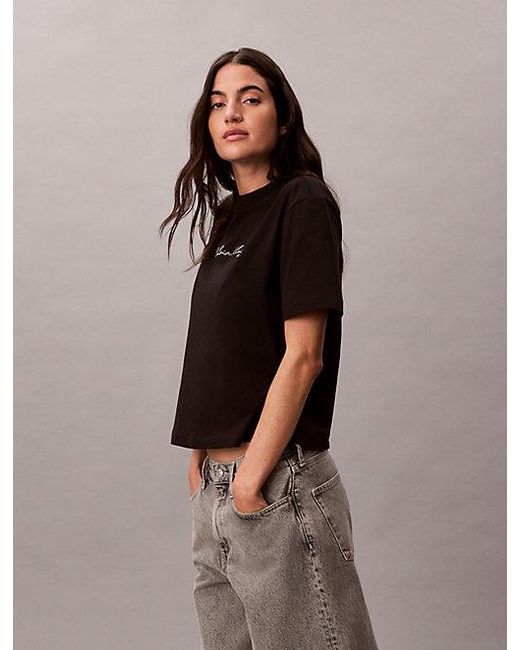 Calvin Klein Brown Jeans Relaxed Script Logo T-Shirt