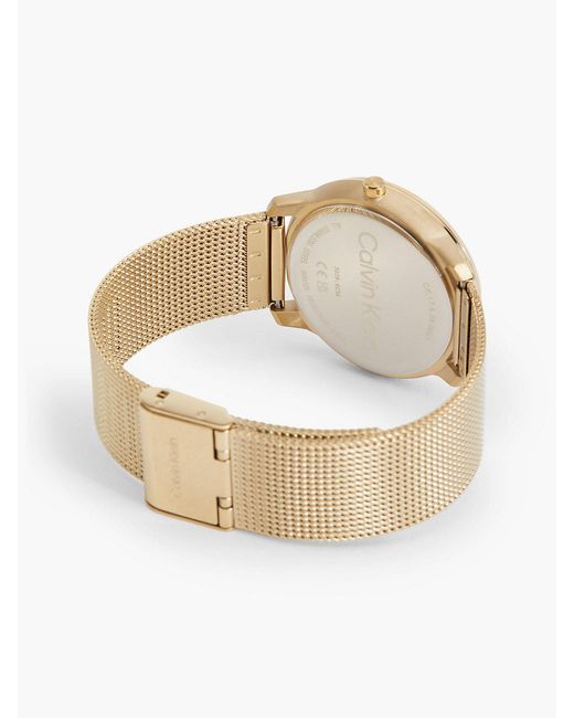Calvin Klein Metallic Monogram Logo Mesh Bracelet Watch