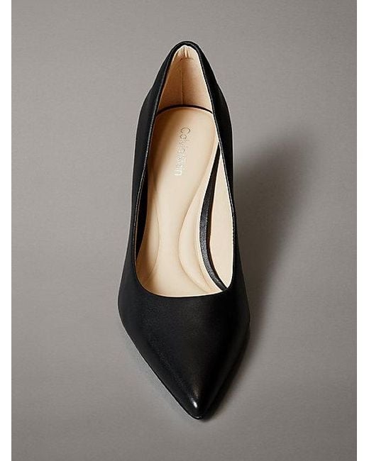 Calvin Klein Gray Leather Stiletto Pumps