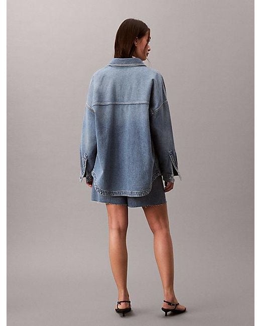 Calvin Klein Blue Jeans Denim Boyfriend Button Up Shirt