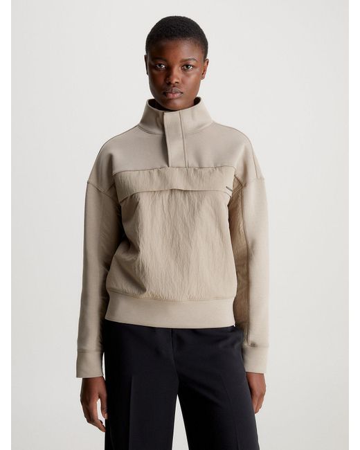 Calvin Klein Natural Zip Neck Sweatshirt