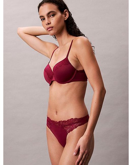 Calvin Klein Red Thong Perfectly Fit Lace