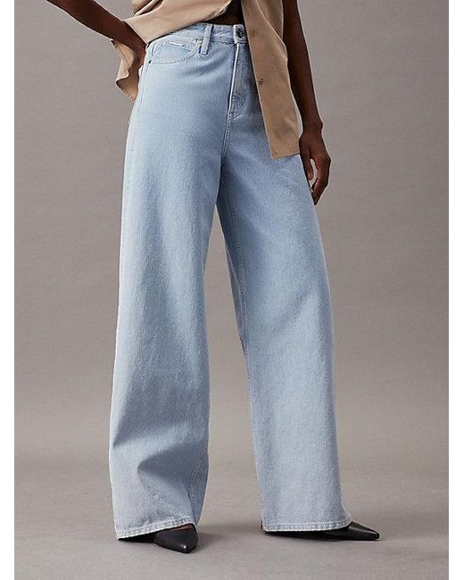 Calvin Klein High Rise Wide Leg Jeans in het Blue
