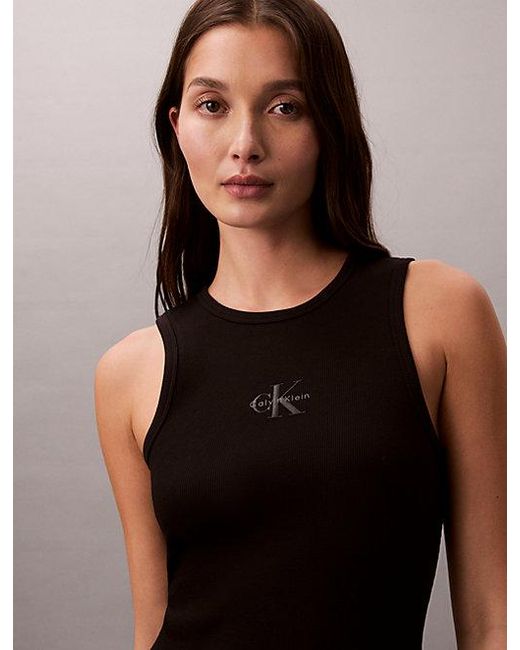 Calvin Klein Brown Jeans Ribbed Cotton Midi Tank Dress