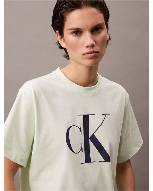Calvin Klein Natural Calvin Klein Monogram Logo Boxy T-Shirt