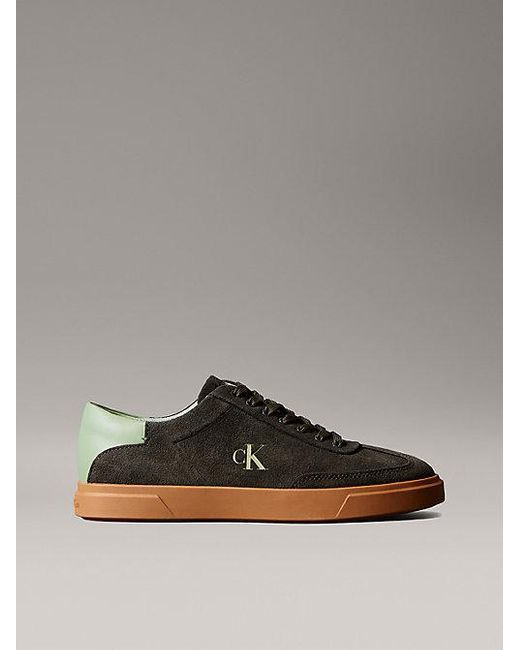 Calvin Klein Signature Suède Sneakers Met Logo in het Gray