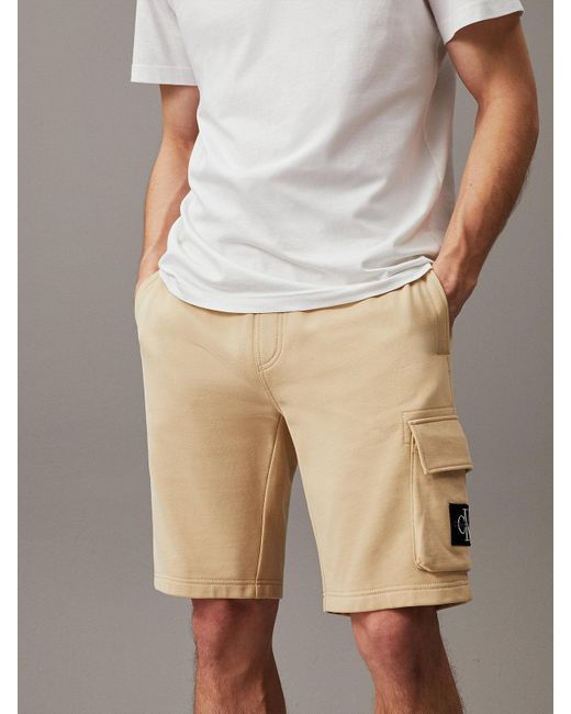 Calvin Klein Natural Cargo Terry Jogger Shorts for men