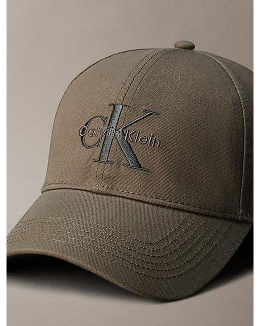 Calvin Klein Brown Embroidered Monogram Logo Twill Cap for men