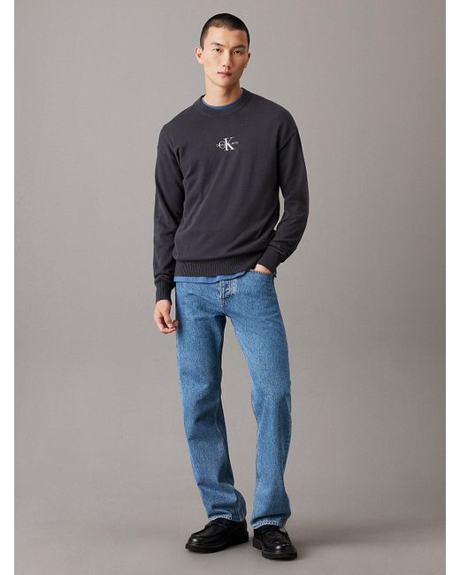 Pull En Coton Avec Monogramme Calvin Klein pour homme en coloris Gray
