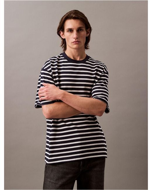 Calvin Klein Multicolor Calvin Klein Bold Stripe Jersey Relaxed Tee for men