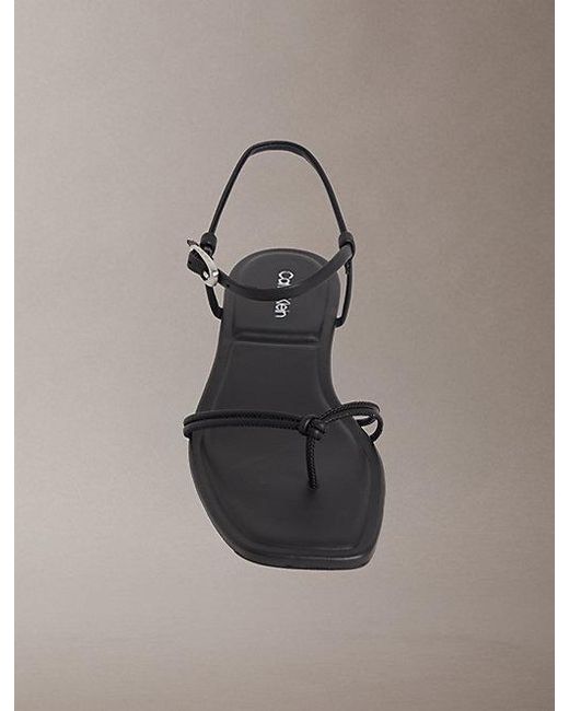 Calvin Klein Gray Ck Provence Square Toe Flat Sandals