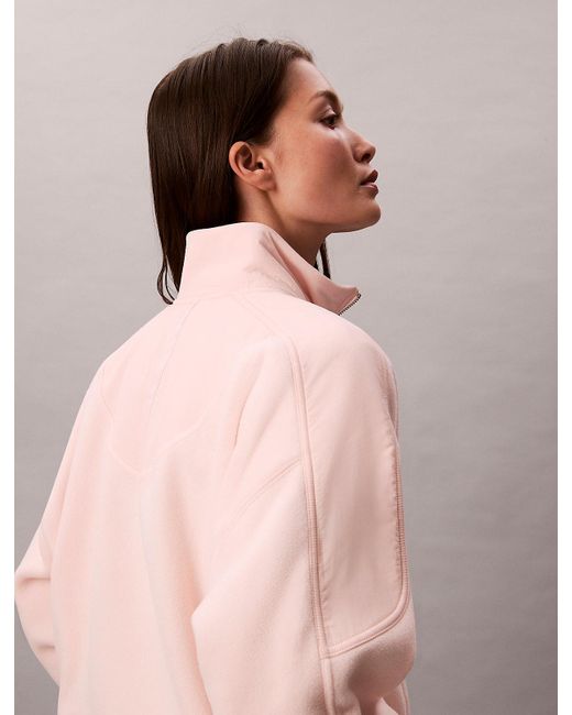 Calvin Klein Pink Polar Fleece Zip Neck Sweatshirt