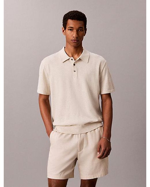 Calvin Klein Natural Supima Cotton Knit Polo Shirt for men