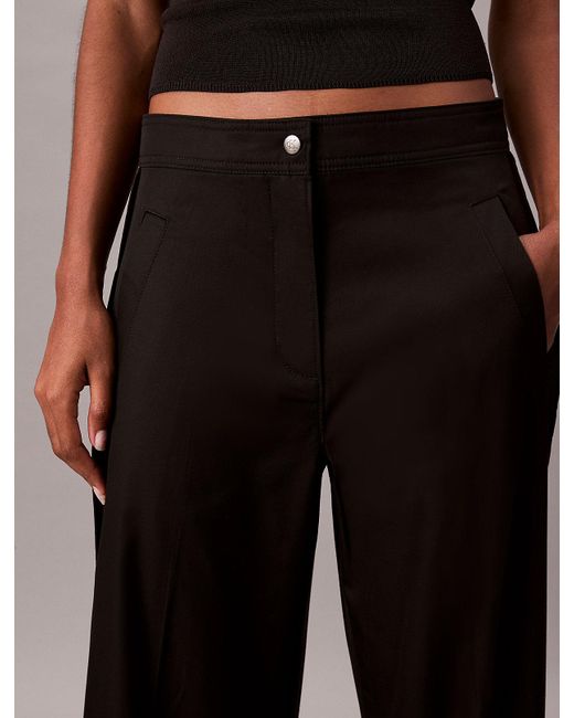 Calvin Klein Black Cotton Twill Logo Tape Trousers