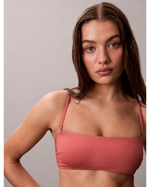 Calvin Klein Red Bandeau Bikini Top Ck Essentials