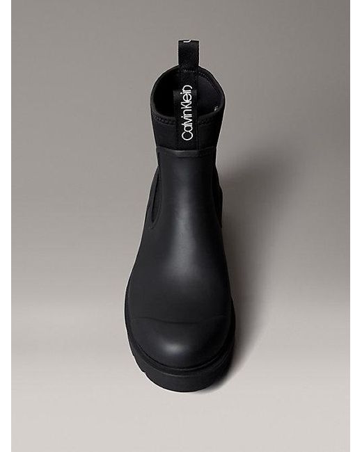Calvin Klein Black Jeans Heeled Lug Sole Chelsea Rain Boots for men