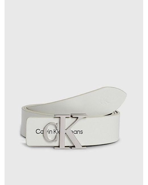 Calvin Klein Leren Riem Met Logo in het White