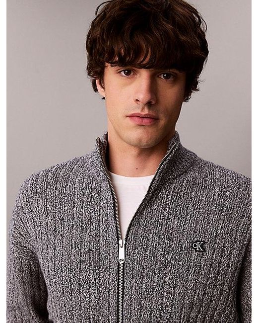 Calvin Klein Multicolor Jeans Heathered Cotton Zip Cardigan for men