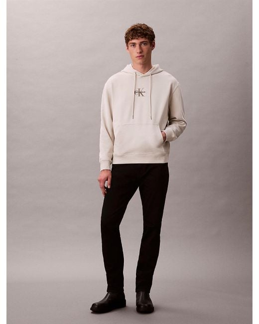 Felpa Con Cappuccio Monogram Taglio Relaxed di Calvin Klein in Natural da Uomo