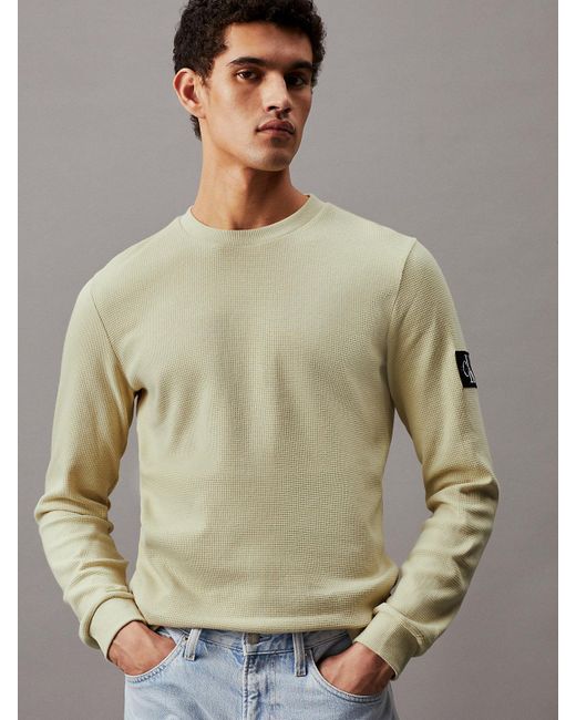 Calvin Klein Gray Slim Long Sleeve Waffle T-shirt for men