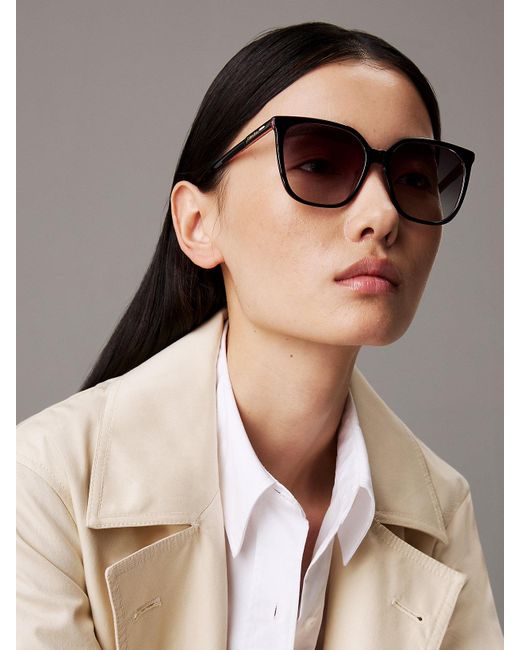 Calvin Klein Black Modified Rectangle Sunglasses Ck24509S