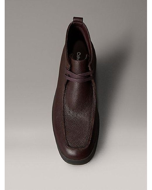 Calvin Klein Brown Leather Hybrid Cupsole Chukka Boots for men