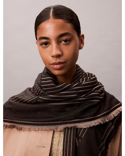 Calvin Klein Gray Emblem Logo Graphic Scarf
