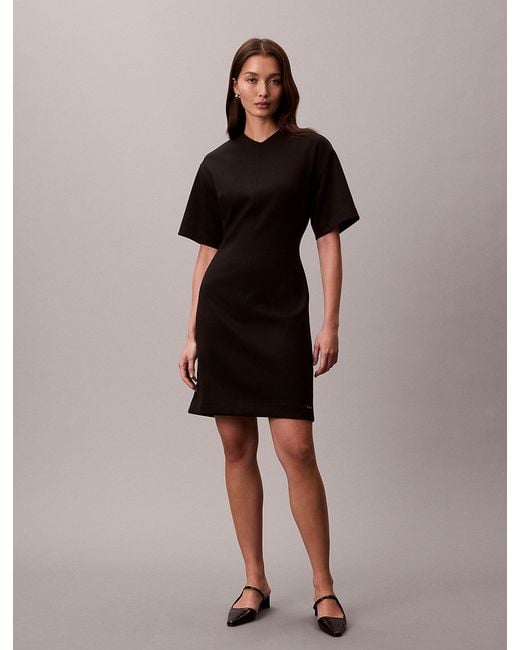 Calvin Klein Brown Smooth Stretch V-Neck Short Sleeve Dress