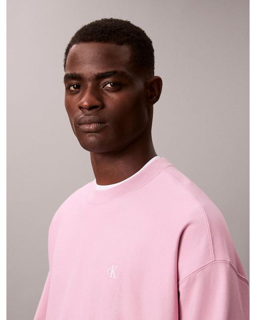 Calvin Klein Pink Relaxed Monogram Sweatshirt for men